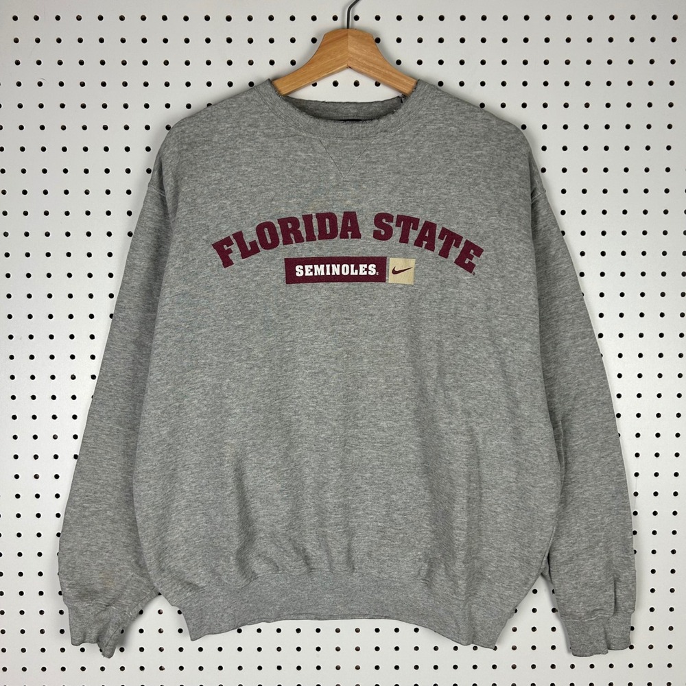 Florida State Seminoles Crewneck Sweatshirt Grey Medium FSU Nike Team Y2K Worn